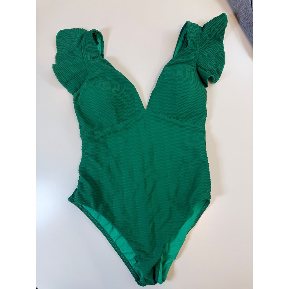 Emerald‎ Green Textured One Piece Swimsuit
